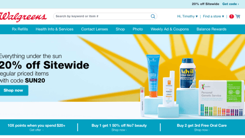 Walgreens '20% Off Sitewide' Promotion